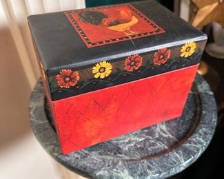 Heavy paper recipe box with rooster
