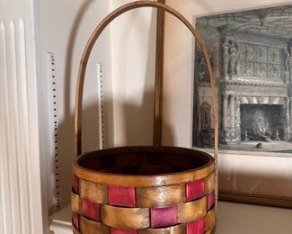 Woven wood basket 17"H