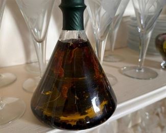 Decorative spice in oil bottle with wide base 4"H