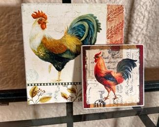 Rooster trivet and coaster with cork backing