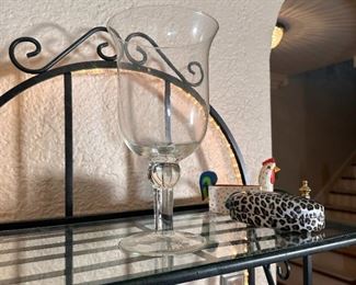 Tall stemmed glass decorative vase 12"H