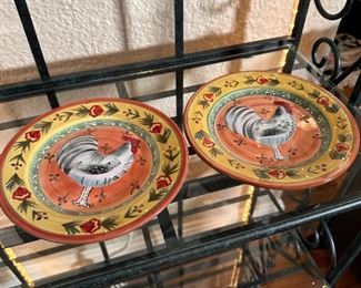 Pair of Jay Import rooster 8" plates