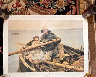 Large poster of 'The Helping Hand' by Emile Renouf 1986 by the New York Graphic Society 35" x 26"