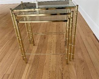 Nesting Tables, Gold, glass top
$50