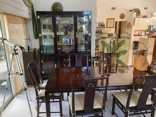 Beautiful for Entertaining. Six Chairs - Table Extender Insert and Matching China Cabinet.  