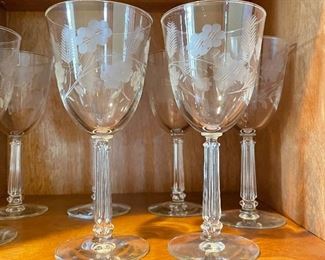 7 large etched wine glasses, was $30, NOW $18