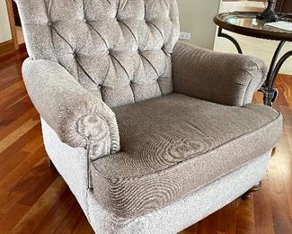 Tufted arm chair, beige, 40"W x 48"D x 40"H,  $265