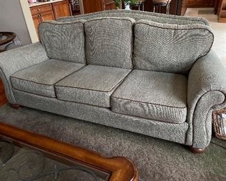 Light green sofa, 86"W x 39"D x 38"H,  was $275, NOW $225