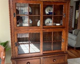Ethan Allen Glass door cabinet w/ 2 drawers, 53"W x 17"D x 72"H,   $595