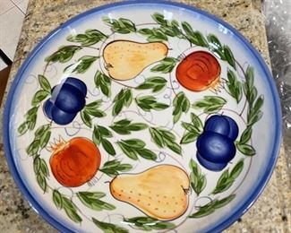 Blue rim pasta bowl, 13" diameter,  $12