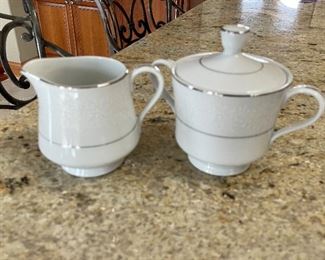 White & silver trim creamer & sugar,  was $7, NOW $5