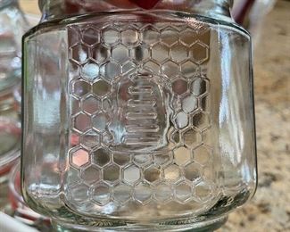 Additional closeup of airtight jar - bee in beehive decor