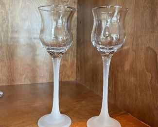 3 frosted base candle holders, 7"H,  was $6, NOW $4