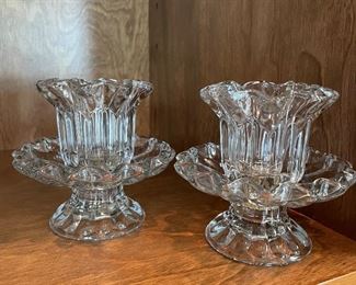 2 glass candle holders, 4"H,  was $5, NOW $4