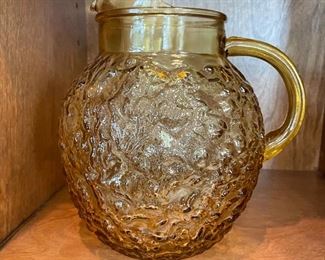 Vintage MCM Anchor Hocking Milano Lido Honey Amber Ball Pitcher, 7"Diameter x 9"H,  was $18, NOW $14