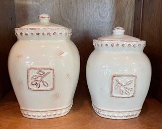 Olive and Thyme lidded jars,  7"H, 8"H,  was $14, NOW $10