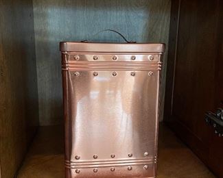 Copper lidded canister, 6" x 6" x 10"H,  was $9, NOW $7