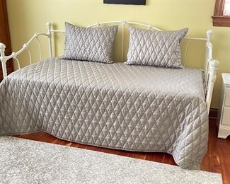 White day bed w/ trundle,  1 twin mattress included. (Quilt/bed pillows not for sale),  was $395, NOW $325