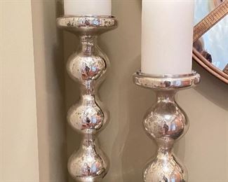 Additional closeup of  mercury glass candlesticks