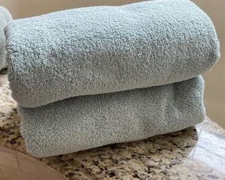 Pair of blue bath towels, $8