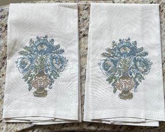 Pair of embroidered linen hand towels, $12