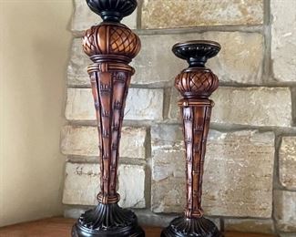 Pair of brown & black candlesticks, 19", 15",  was $24, NOW $18