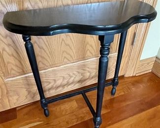 Black demilune table,  22"W x 11"D x 24"H,  was $38, NOW $32