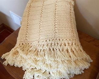 Yellow crochet throw,  was $9, NOW $6