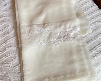 Pair of cream embroidered shears, 50"W x 84"L each,  was $20, NOW $14