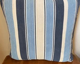 Blue & white striped pillow,  22" x 22',  was $10, NOW $7
