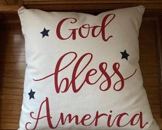 God Bless America pillow, 18" x 18",  was $14, NOW  $9