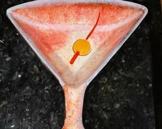 Martini glass ceramic dish,  9"W x 8"H,  was $6, NOW $4