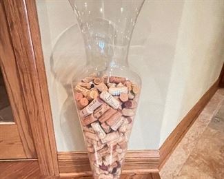 Tall glass vase w/corks, 31"H,  was $25, NOW $18