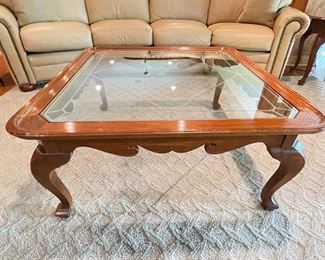 Wood & glass coffee table, 38" x 38" x 19"H,  was $245, NOW $199