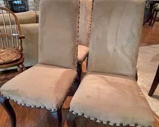Set of 4 Pottery Barn suede-like, nail head chairs, 19"W x 20"D x 42"H,  $350
