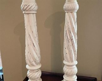 Pair of white candlesticks, 17"H,  was $20 , NOW $14