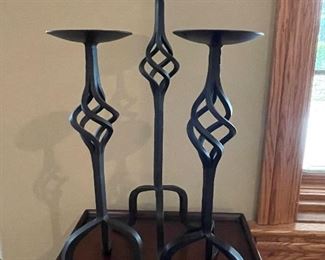 Set of 3 twisted metal candle sticks(heavy), 18"H 15"H,  was $34, NOW $25