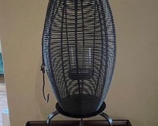 Black wire hanging lantern  on candle holder stand, 6"W x 17"H,  was $16, NOW $12