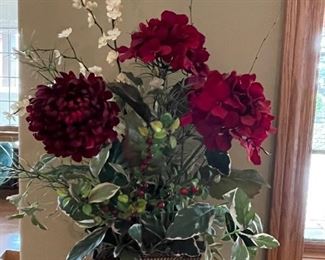 Large Red floral w/ greenery, 19"W x 34"H, $28