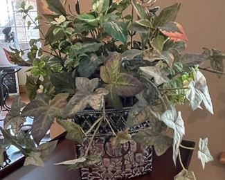 Greenery w/ white floral in planter, 21"W x 17"H,  $20