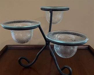 3 glass candle holder,  Approx 7" x 9",  was $12, NOW $8