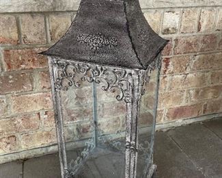 Tall Metal Lantern, 10" x 10" x 30"H,  $28