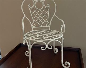 White metal chair, 7" x 7" x 11"H,  $9
