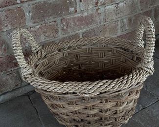 Round light rope and wicker basket w/ handles, 21" diameter x  10"H,  was $20, NOW  $14