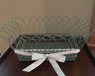 Green metal basket, 13" x 11" x 5"H,  $8
