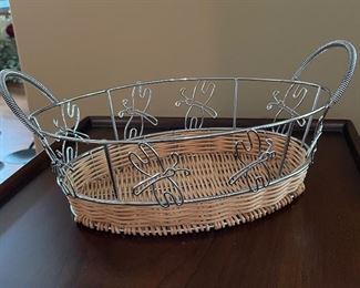 Metal dragonfly wicker basket, 12" x 7 x 4"H,  $12