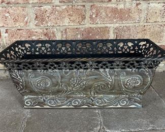 Green metal planter, 18"W x 8"D x 7"H,  $20