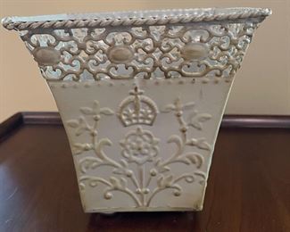 White metal planter,  5" x 5" x 6"H,  was $7, NOW $5