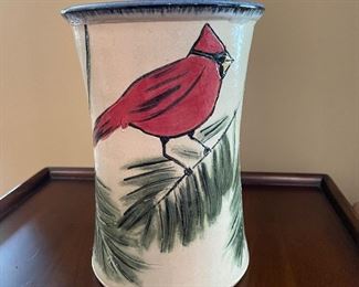 Cardinal vase, 5.5"W x 8"H,  $14