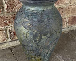 Metal blue/green vase, 8"W x 13"H,  $20